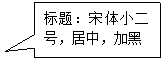 矩形标注: 标题：宋体小二号，居中，加黑 