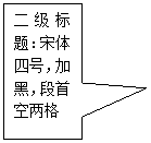 矩形标注: 二级标题：宋体四号，加黑，段首空两格