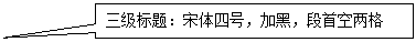 矩形标注: 三级标题：宋体四号，加黑，段首空两格